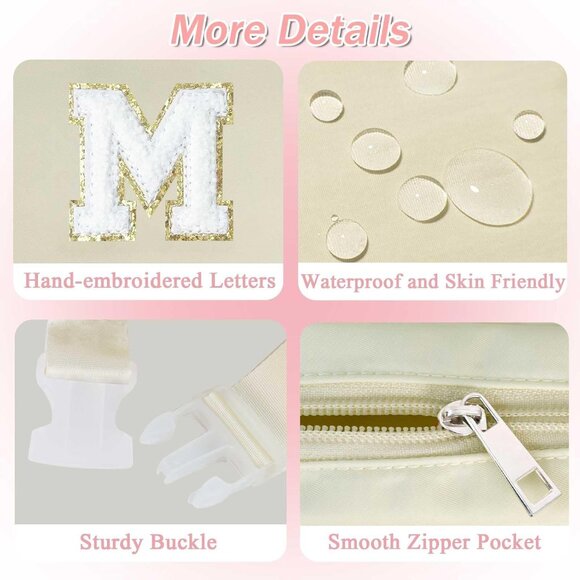 Personalized Initial Fanny Pack for Girls - Perfect Birthday Gift in Cream-M - Picture 6 of 9